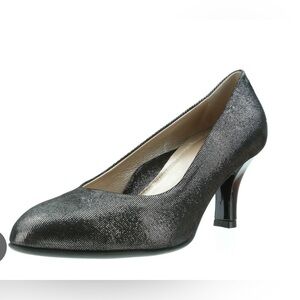 BeautiFeel LOTUS leather suede metallic black silver pumps shoes sz 40 9
